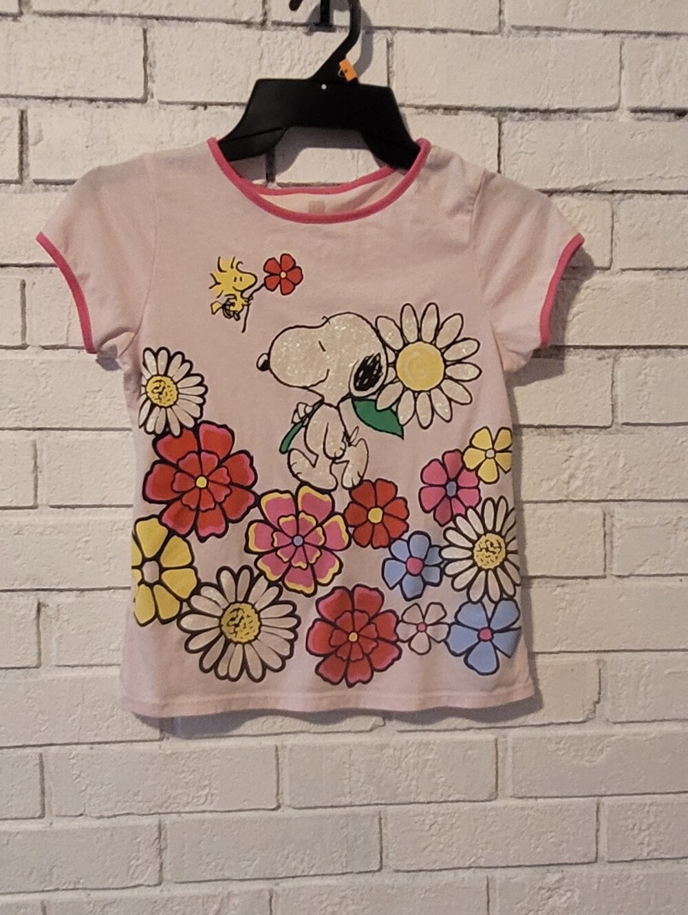 Peanuts Snoopy & Woodstock Floral Graphic T-Shirt - Pink, Girls Size 10